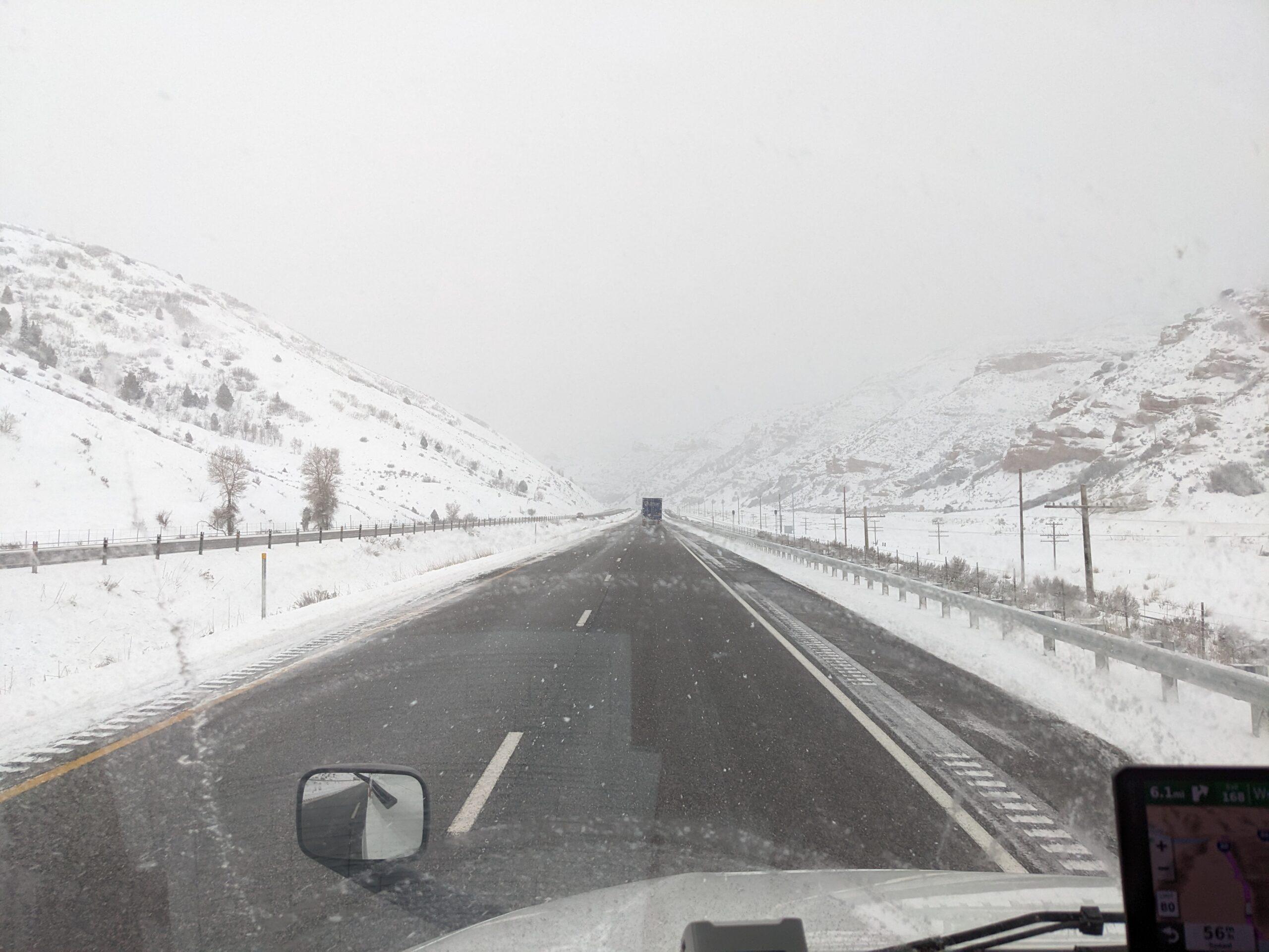 Driving Through a Blizzard: Limited Visibility on Wyoming's Icy Roads